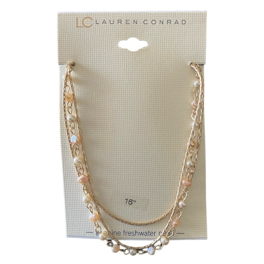 NWT-LAUREN CONRAD-GOLD TONE AND FRESHWATER PEARLS NECKLACE